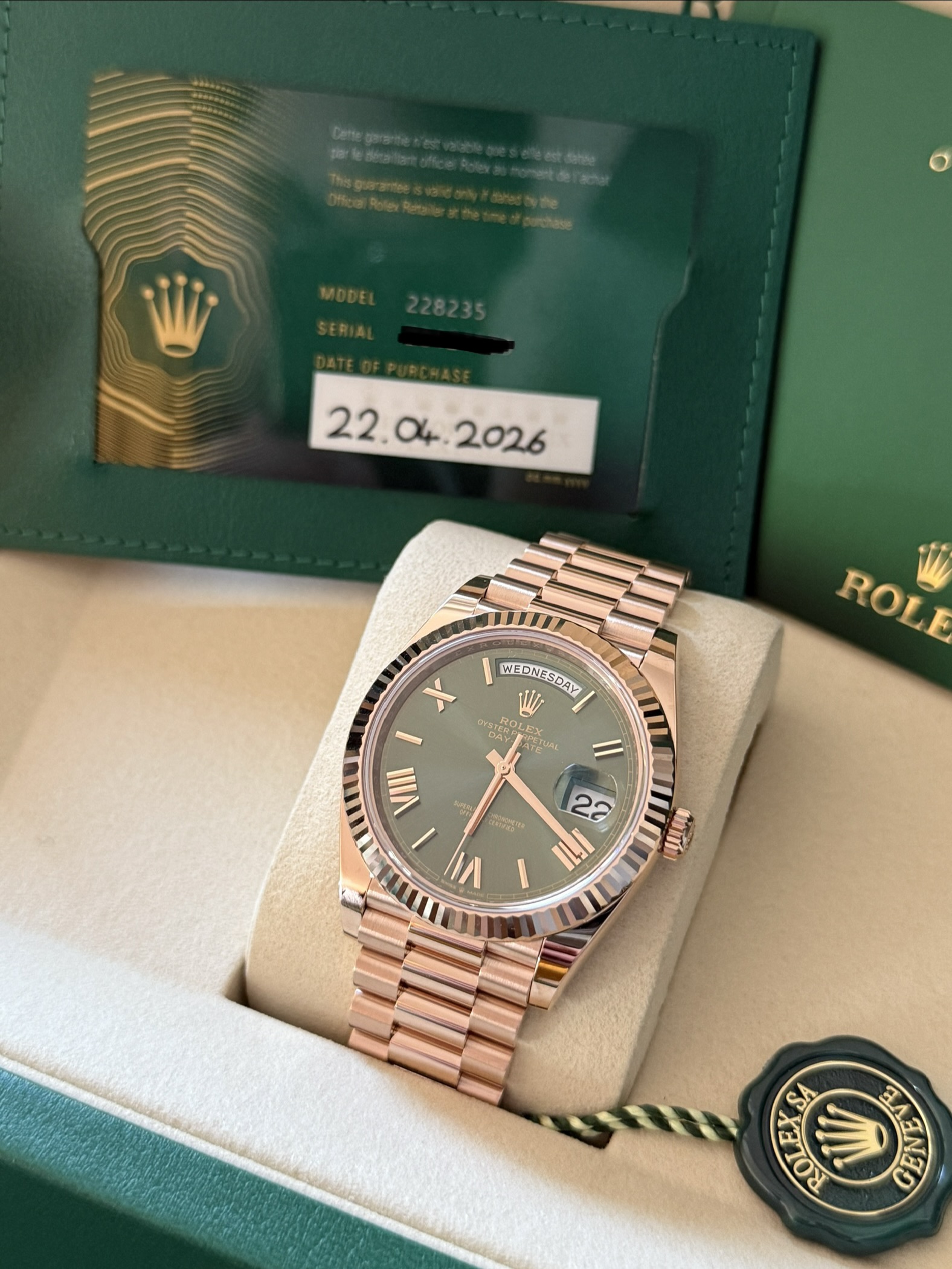 Rolex Day Date 228235 40mm Oliv